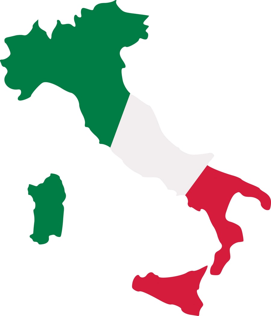 La penisola italiana nei colori della bandiera